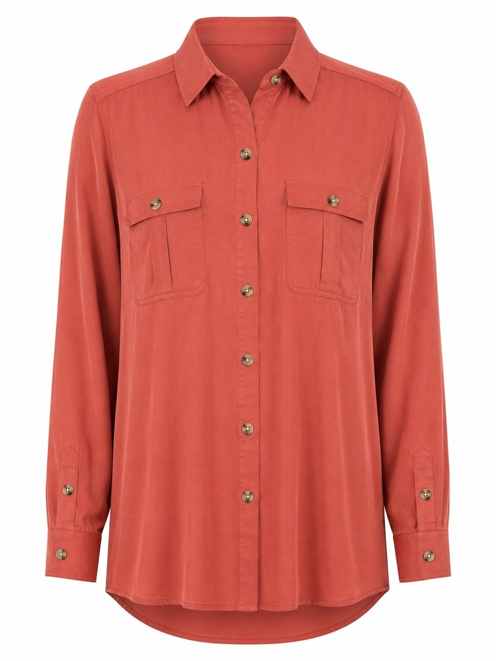 CHICO'S | 100% Modal Rust Button Down Utility‎ Career Blouse Shirt | XL 16 18